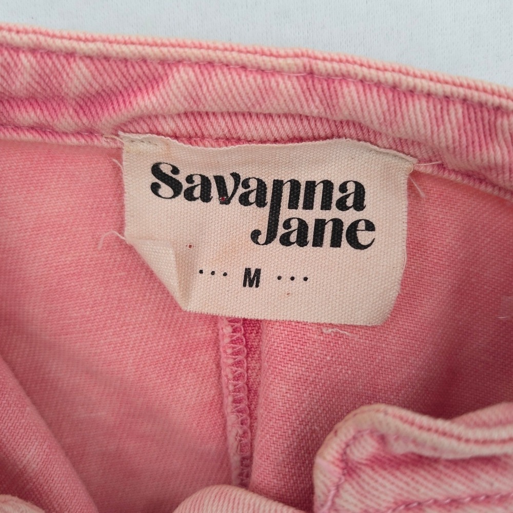 Savanna Jane Pink Denim Military Jacket Frog Closure Cotton Size M - Picture 6 of 7